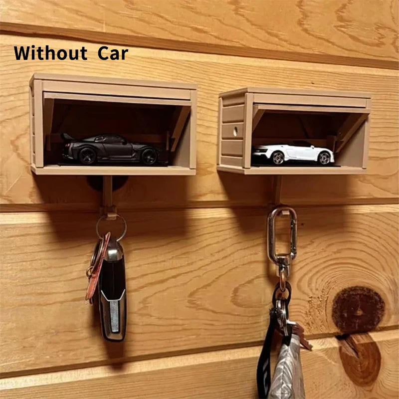 Wall-Mounted Key Rack with Mini Garage Design